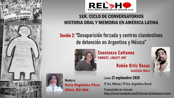 Fotografía 1 de 7 del encuentro Primer Ciclo de Conversatorios: “Historia Oral y Memoria en América Latina”.