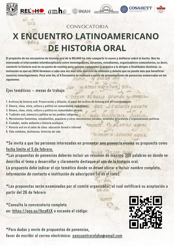 Fotografía 30 de 38 del encuentro X Encuentro Latinoamericano de Historia Oral — Ciudad de México, 2024.